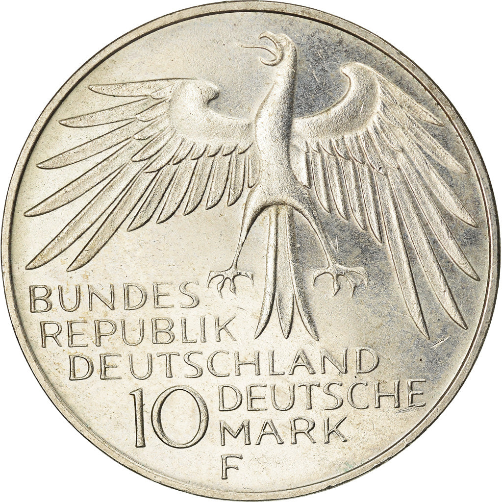 Moneda, ALEMANIA - REPÚBLICA FEDERAL, 10 Mark, 1972, Stuttgart, EBC, Plata