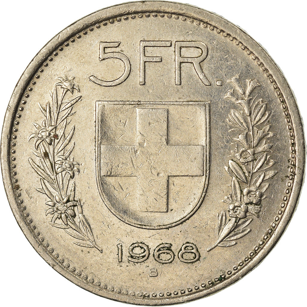 Moneta, Svizzera, 5 Francs, 1968, Bern, BB, Rame-nichel, KM:40a.1