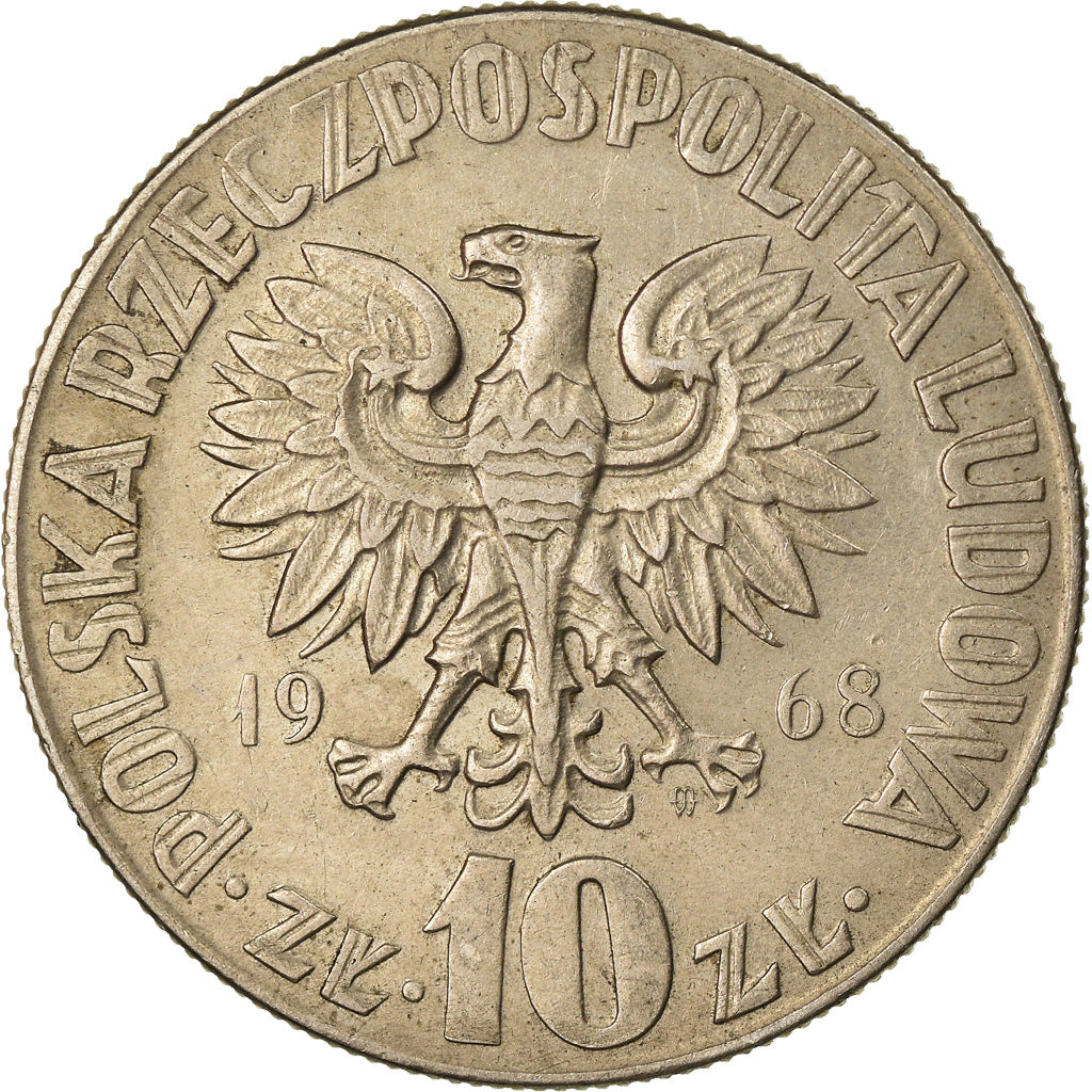 Münze, Polen, 10 Zlotych, 1968, Warsaw, VZ, Copper-nickel, KM:51a