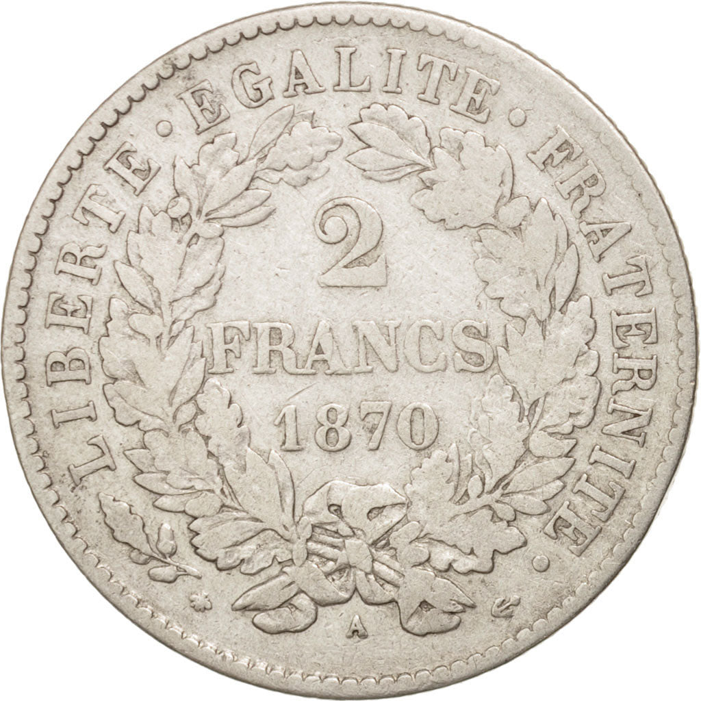 Coin, France, Cérès, 2 Francs, 1870, Paris, EF(40-45), Silver, KM:817.1