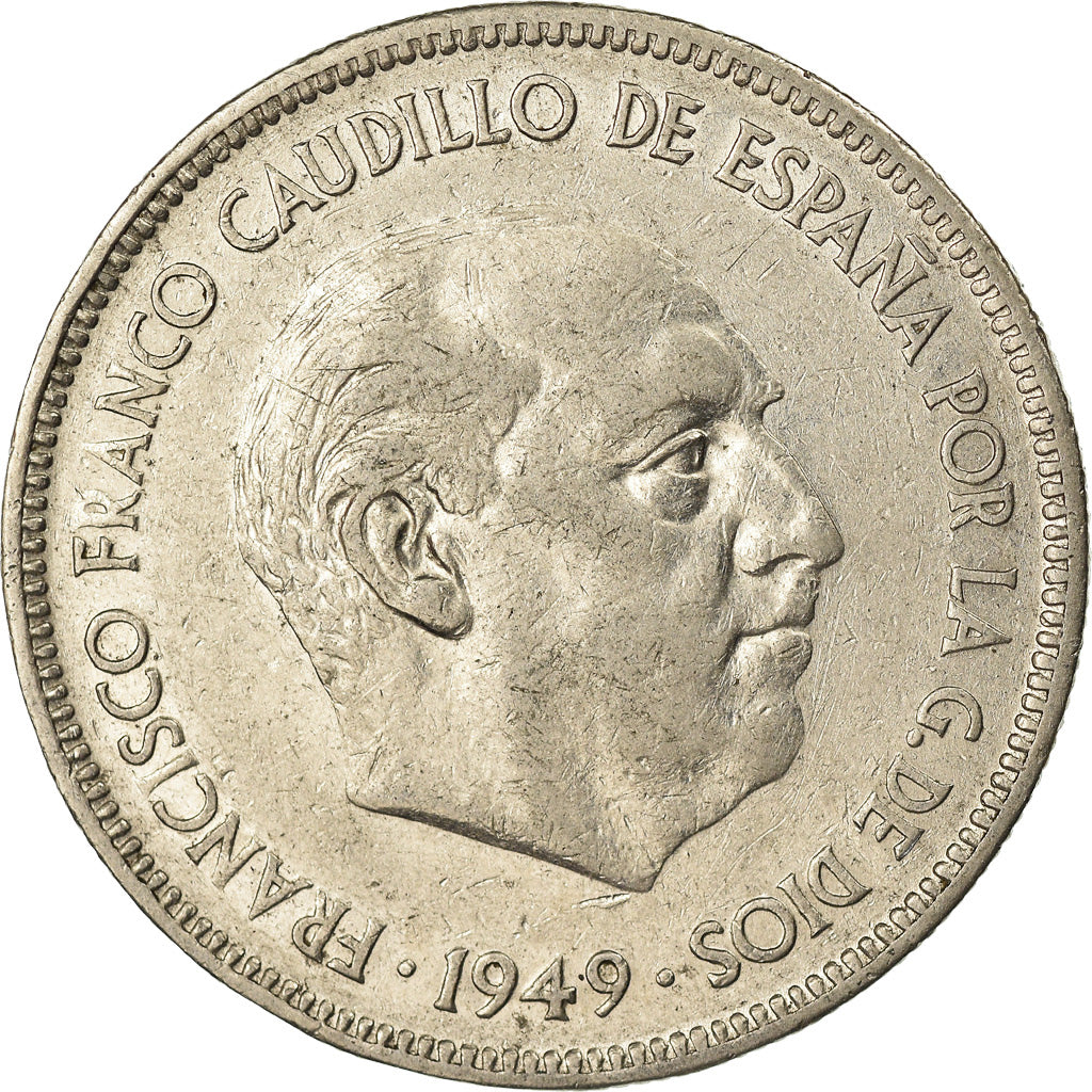 Coin, Spain, Caudillo and regent, 5 Pesetas, 1949, EF(40-45), Nickel, KM:778