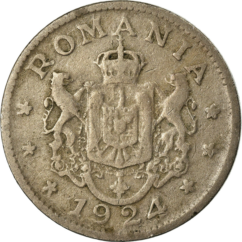 Monnaie, Roumanie, Ferdinand I, Leu, 1924, TB, Copper-nickel, KM:46