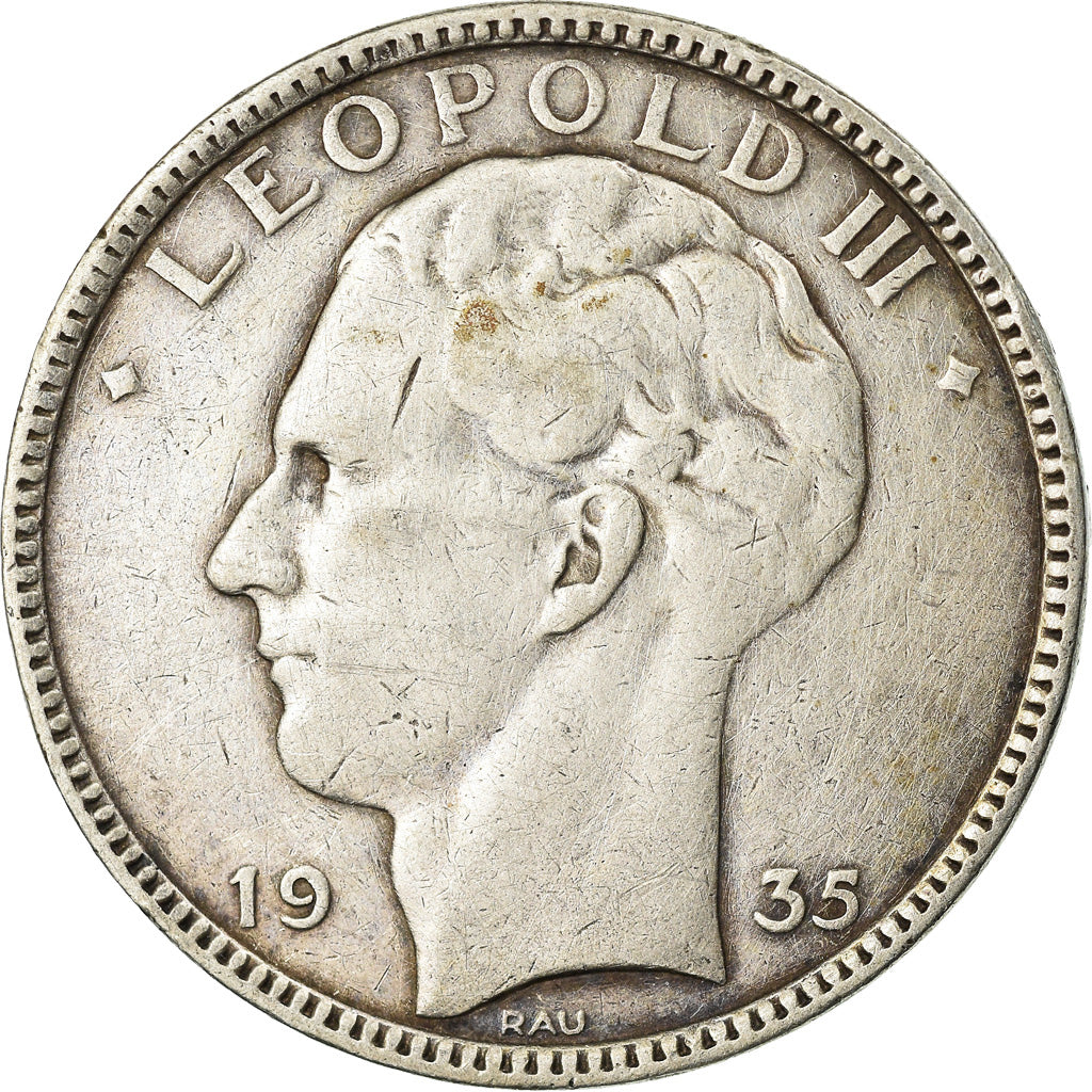 Coin, Belgium, 20 Francs, 20 Frank, 1935, VF(30-35), Silver, KM:105