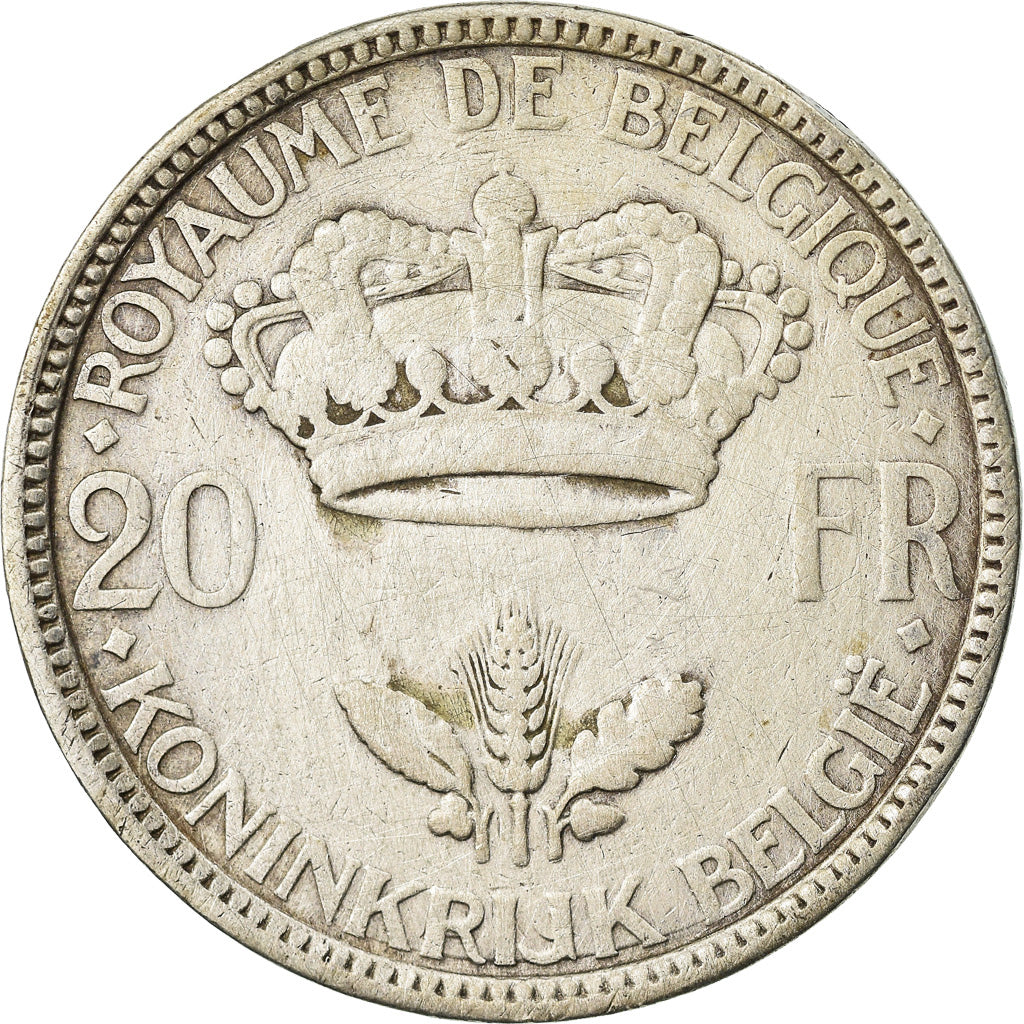 Coin, Belgium, 20 Francs, 20 Frank, 1935, VF(30-35), Silver, KM:105