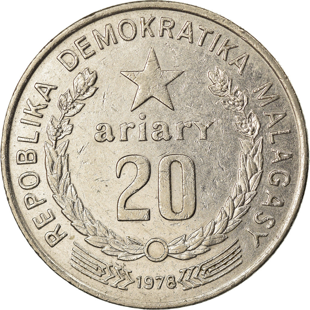 Münze, Madagascar, 20 Ariary, 1978, British Royal Mint, SS, Nickel, KM:14