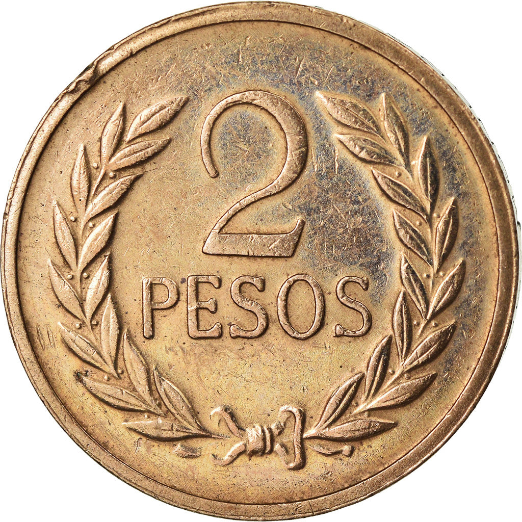 Coin, Colombia, 2 Pesos, 1977, EF(40-45), Bronze, KM:263
