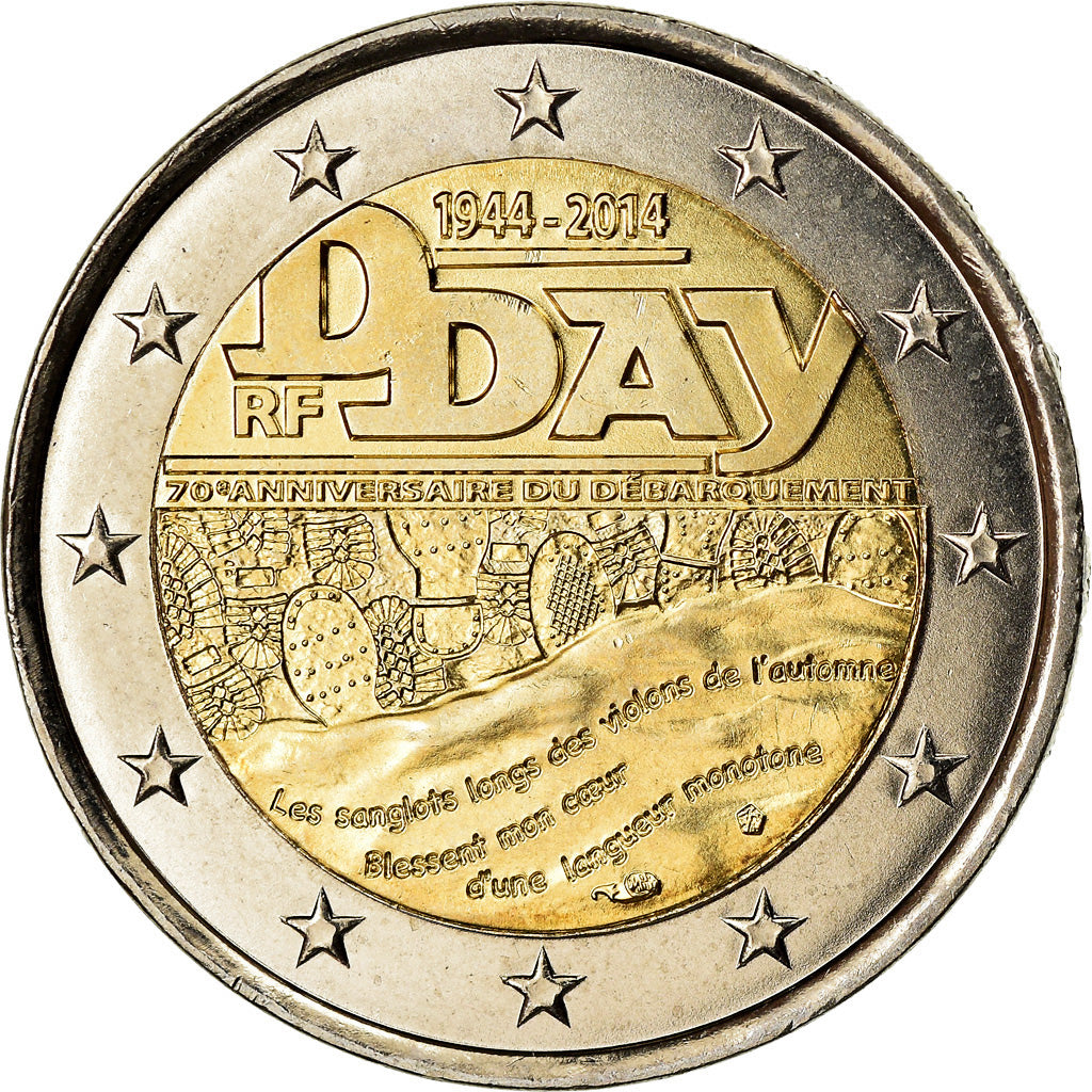 France, 2 Euro, D-Day, 2014, KM 2174, MS(60-62), Bi-Metallic, Gadoury:18