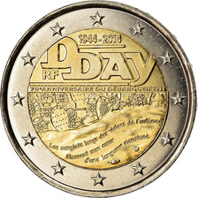 France, 2 Euro, D-Day, 2014, KM 2174, MS(60-62), Bi-Metallic, Gadoury:18