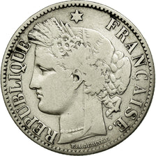 Moneta, Francia, Cérès, 2 Francs, 1872, Bordeaux, MB, Argento, KM:817.2