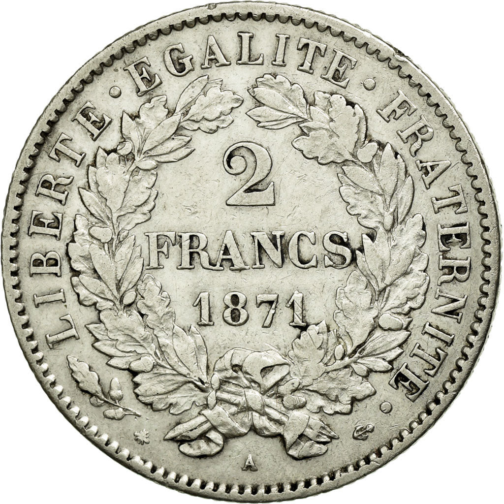 Monnaie, France, Cérès, 2 Francs, 1871, Paris, TTB+, Argent, KM:817.1
