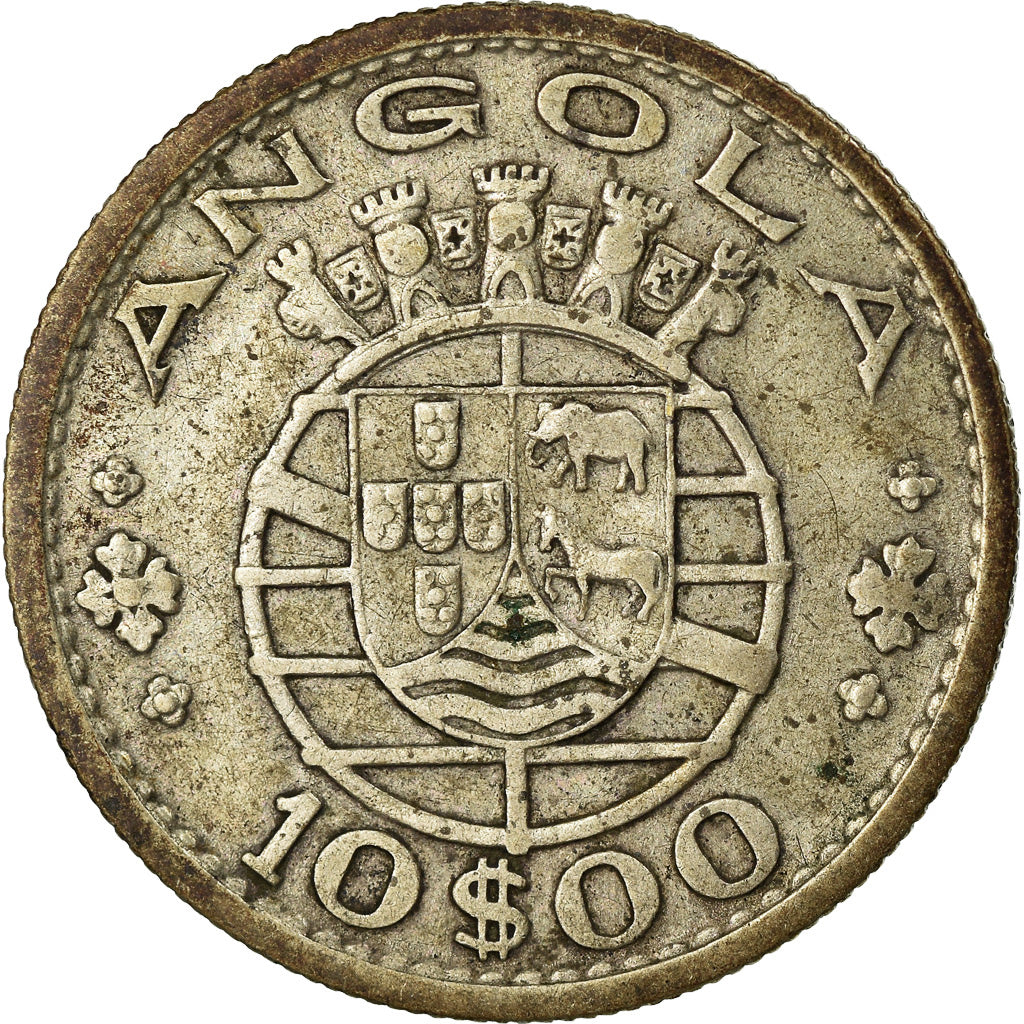 Moneta, Angola, 10 Escudos, 1955, BB, Argento, KM:73