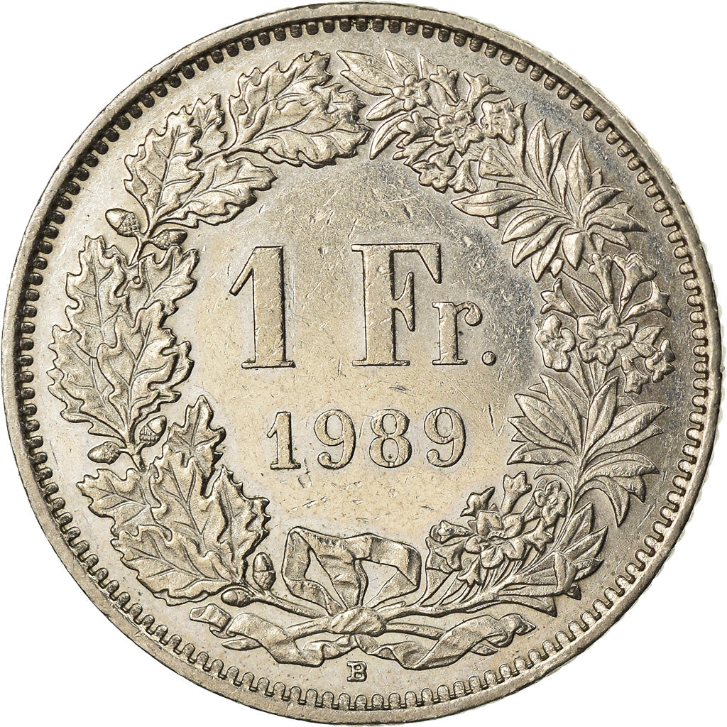Coin, Switzerland, Franc, 1989, Bern, AU(50-53), Copper-nickel, KM:24a.3