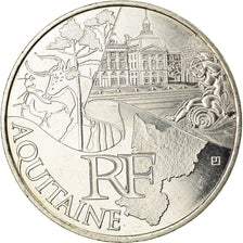 França, 10 Euro, Aquitaine, 2011, AU(55-58), Prata, KM:1727
