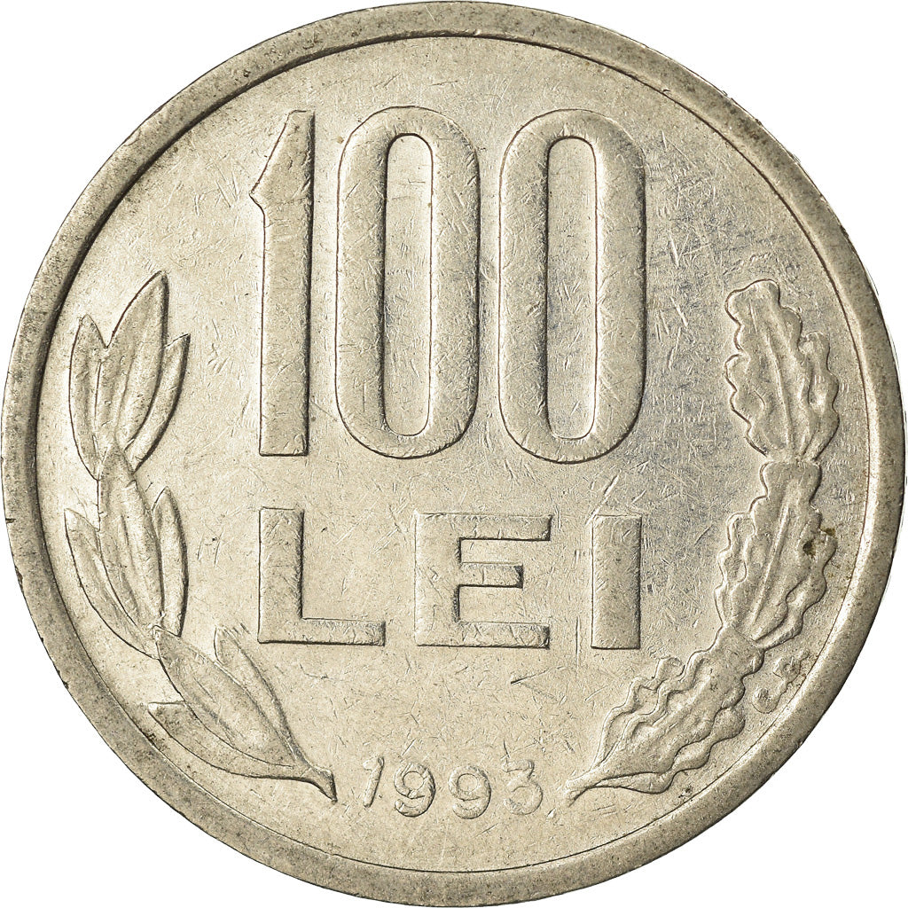Moneda, Rumanía, 100 Lei, 1993, BC+, Níquel chapado en acero, KM:111