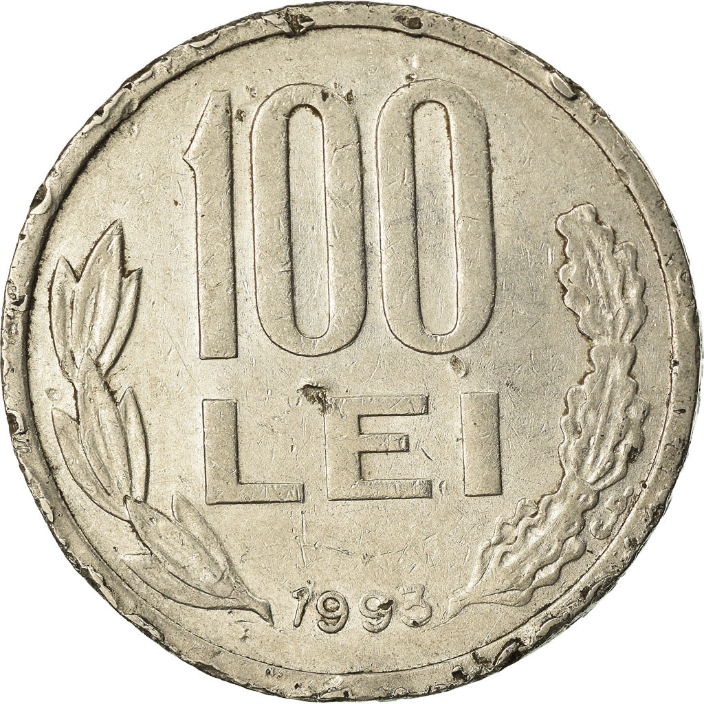 Moneta, Rumunia, 100 Lei, 1993, VF(20-25), Nickel platerowany stalą, KM:111