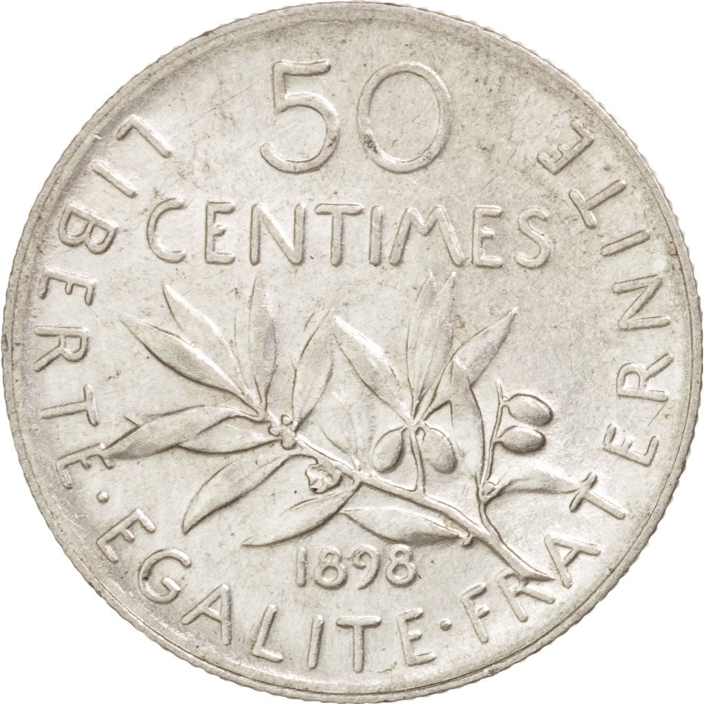 Coin, France, Semeuse, 50 Centimes, 1898, Paris, AU(55-58), Silver, KM:854