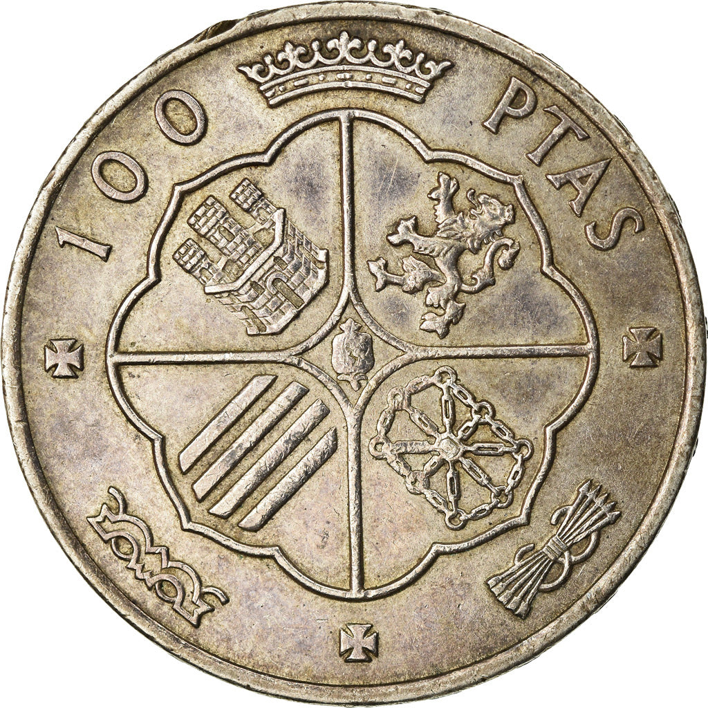 Coin, Spain, Caudillo and regent, 100 Pesetas, 1966, AU(50-53), Silver, KM:797