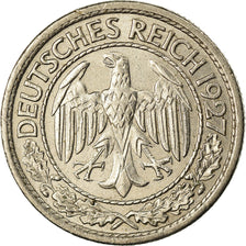 Coin, GERMANY, WEIMAR REPUBLIC, 50 Reichspfennig, 1927, Berlin, AU(50-53)