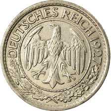 Coin, GERMANY, WEIMAR REPUBLIC, 50 Reichspfennig, 1927, Berlin, AU(50-53)