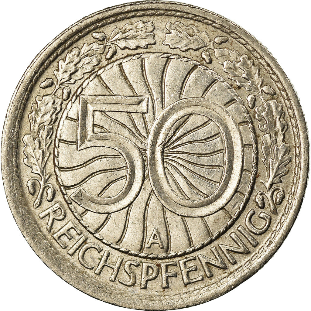 Coin, GERMANY, WEIMAR REPUBLIC, 50 Reichspfennig, 1927, Berlin, AU(50-53)