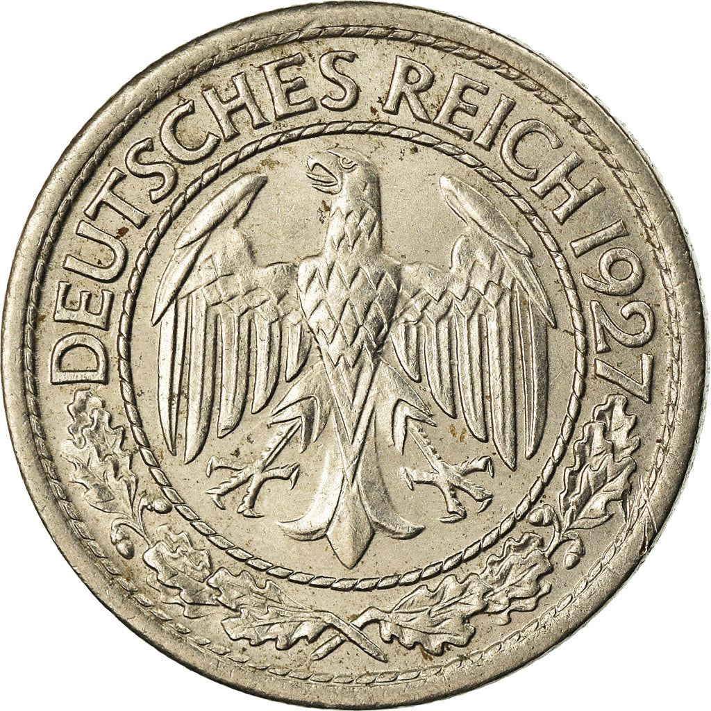 Coin, GERMANY, WEIMAR REPUBLIC, 50 Reichspfennig, 1927, Berlin, VF(30-35)
