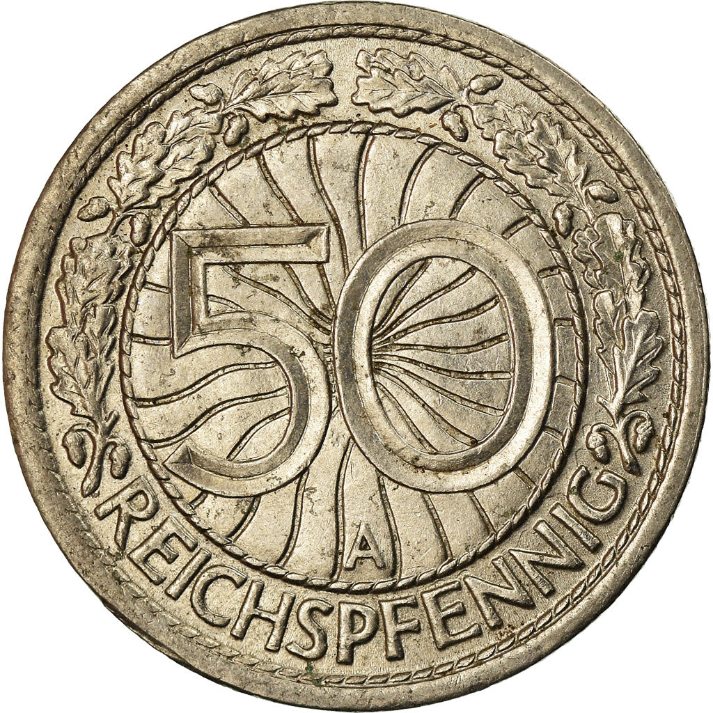 Coin, GERMANY, WEIMAR REPUBLIC, 50 Reichspfennig, 1927, Berlin, VF(30-35)