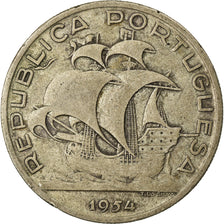 Coin, Portugal, 10 Escudos, 1954, VF(20-25), Silver, KM:586