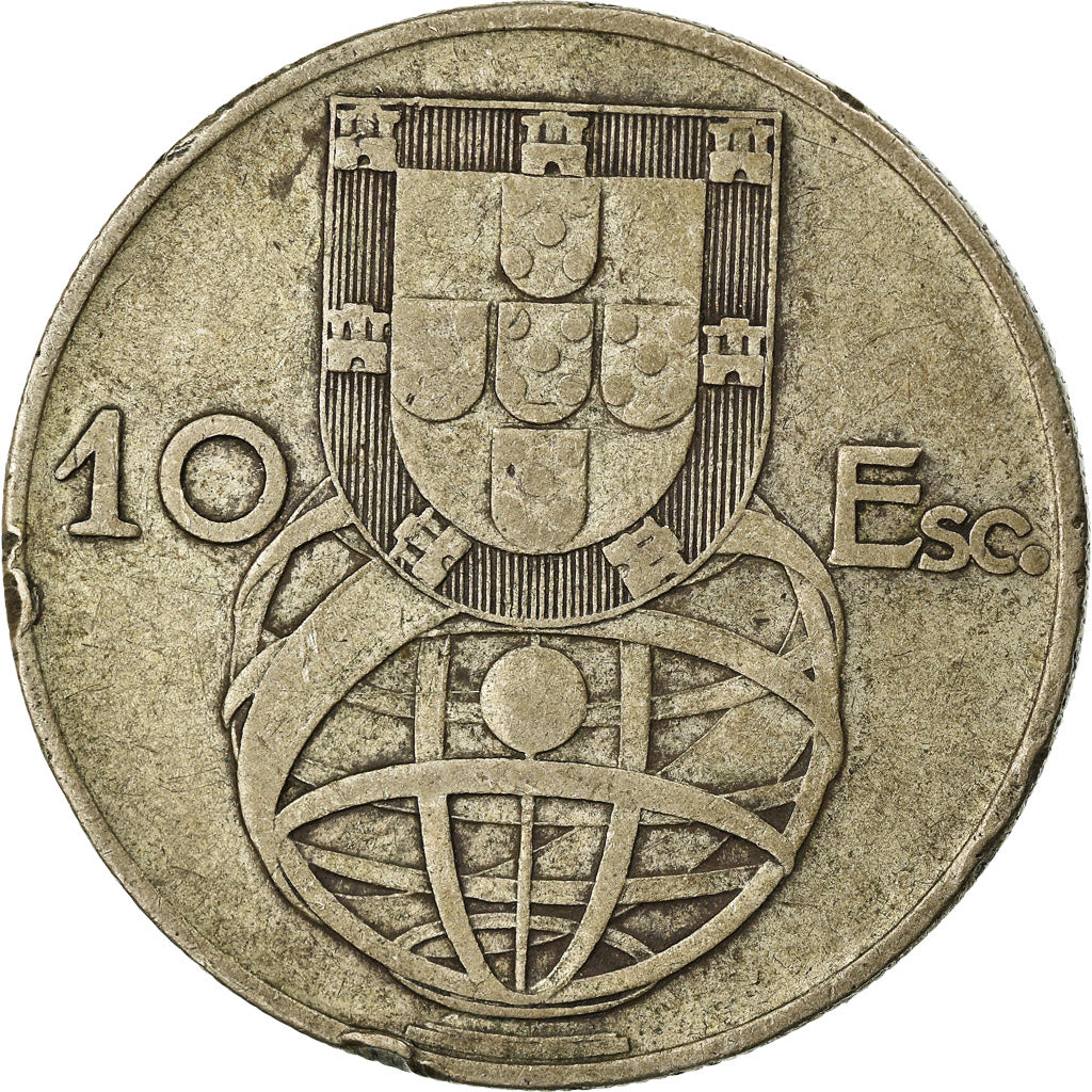 Coin, Portugal, 10 Escudos, 1954, VF(20-25), Silver, KM:586