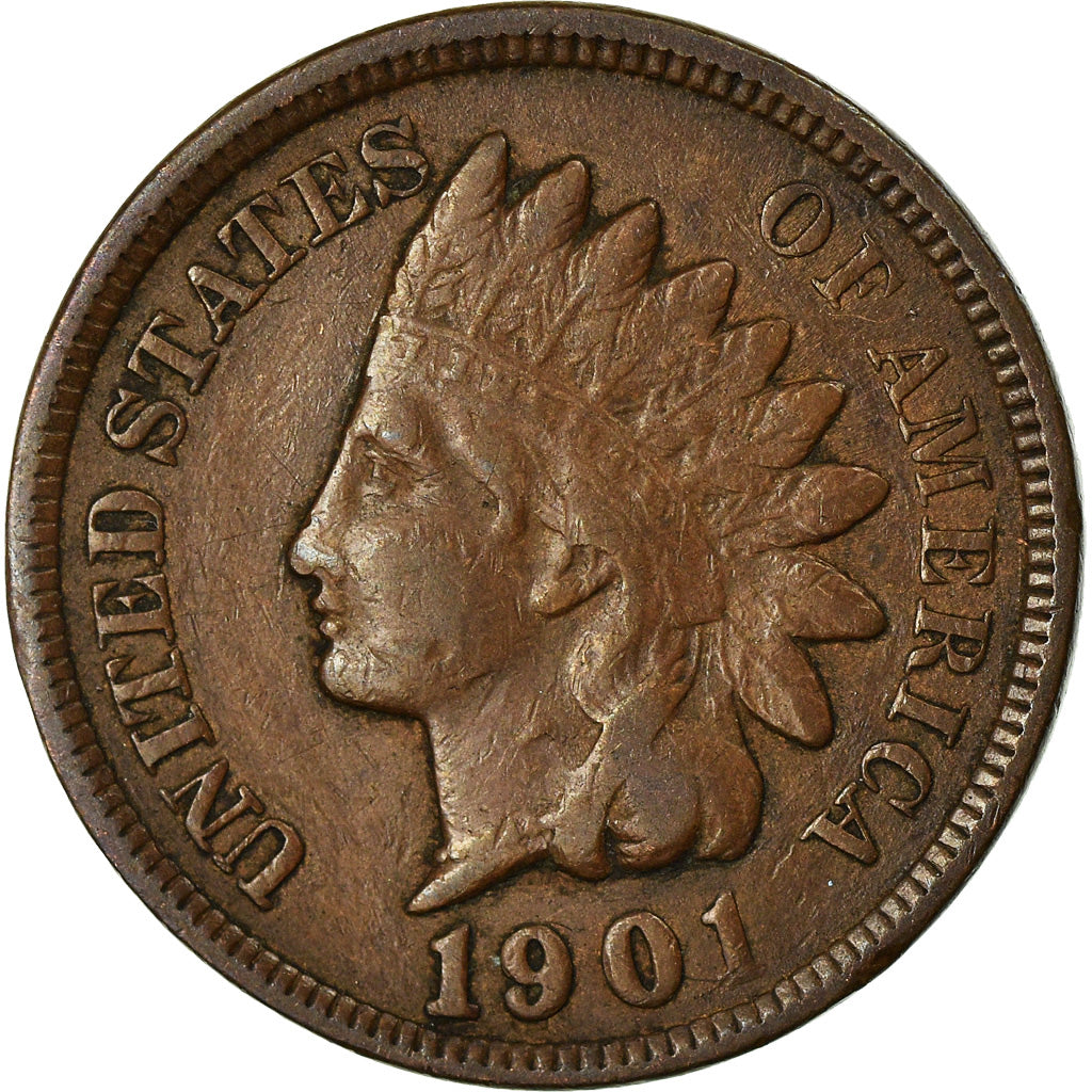 Coin, United States, Indian Head Cent, Cent, 1901, U.S. Mint, Philadelphia