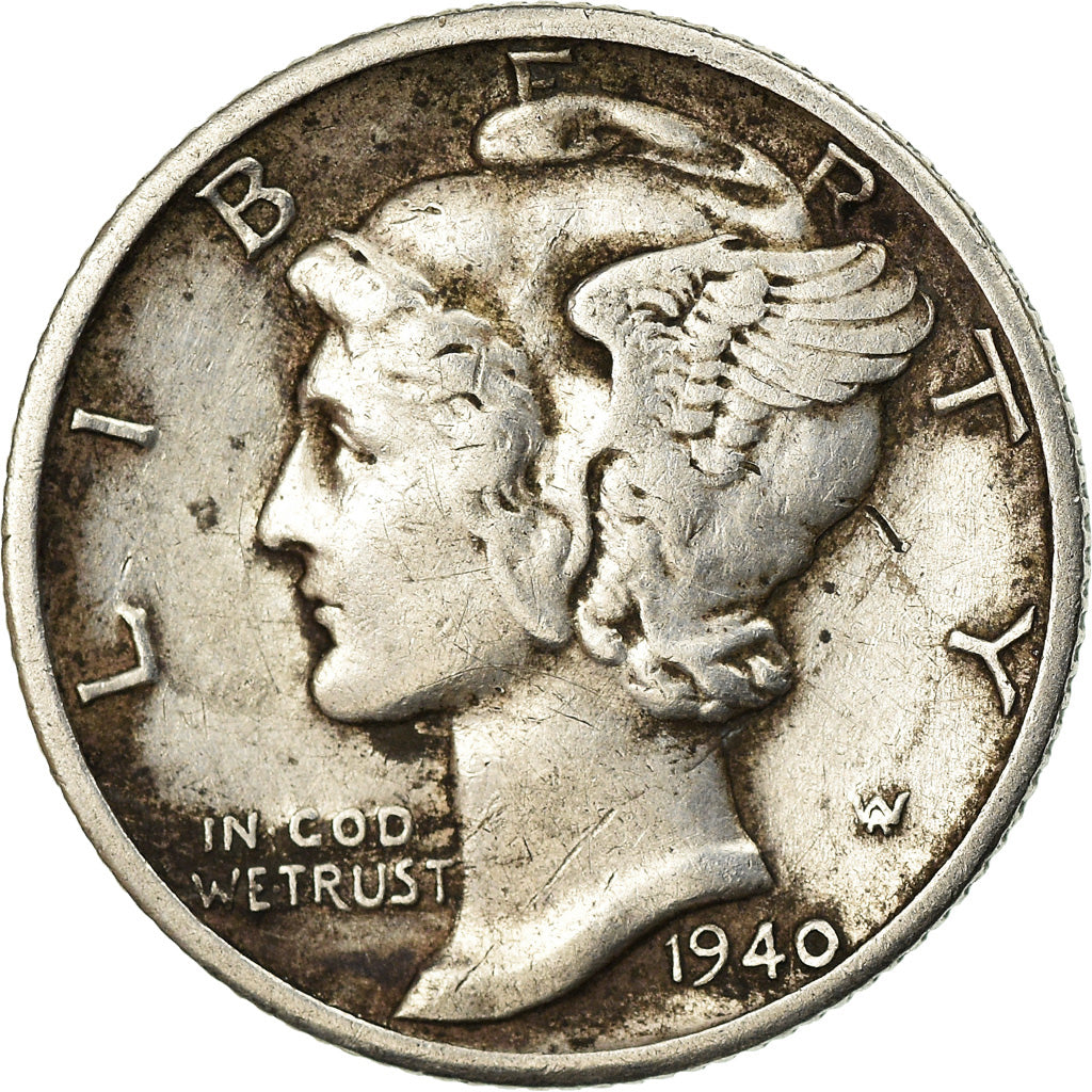 Coin, United States, Mercury Dime, Dime, 1940, U.S. Mint, Denver, VF(20-25)