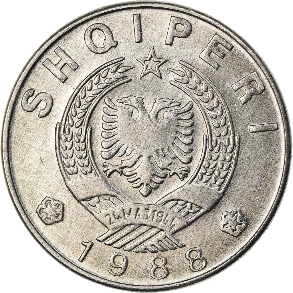 Coin, Albania, Lek, 1988, AU(50-53), Aluminum, KM:74
