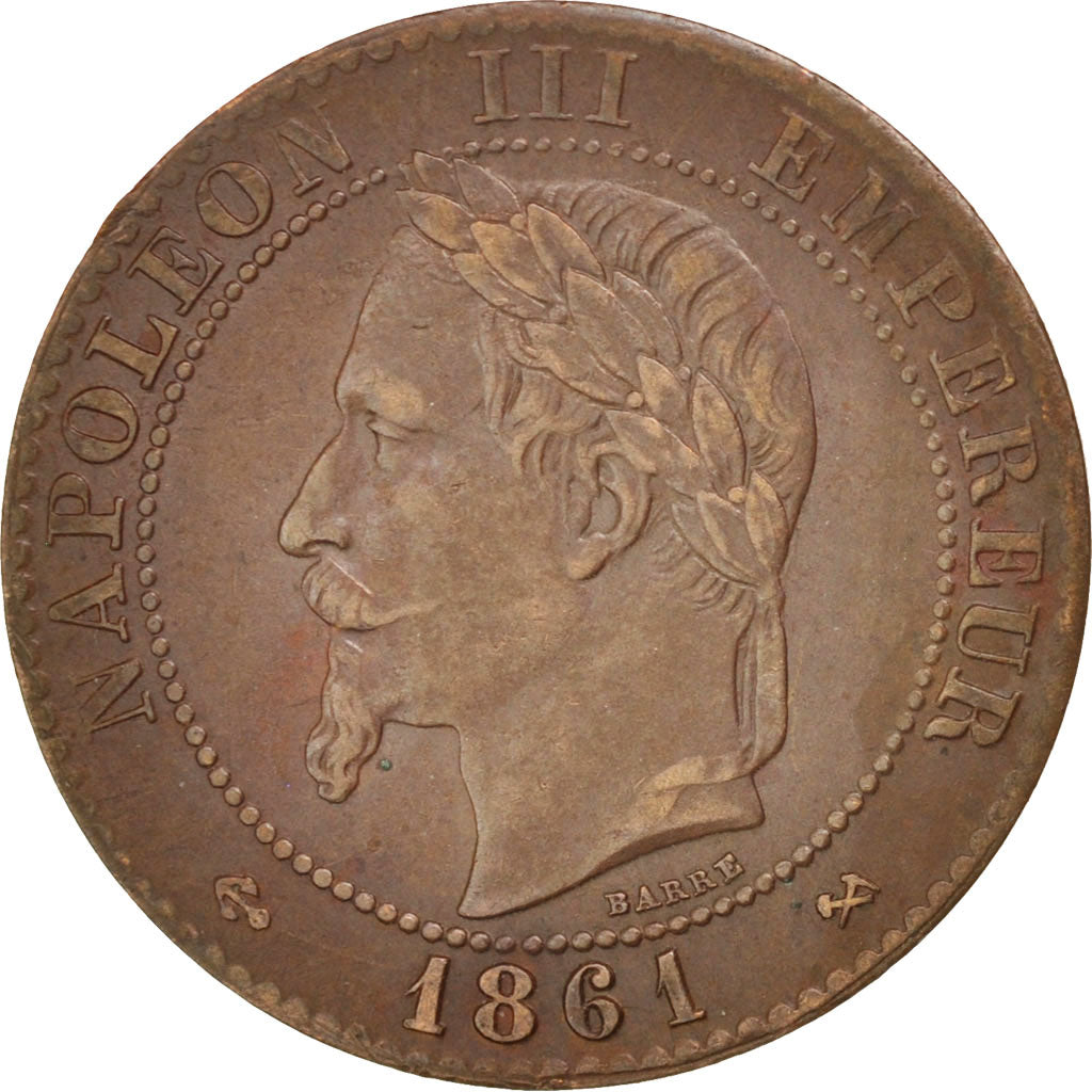 Frankreich, Napoleon III, 2 Centimes, 1861, Bordeaux, AU(50-53, Bronze, KM 796.6