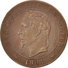 Frankreich, Napoleon III, 2 Centimes, 1861, Bordeaux, AU(50-53, Bronze, KM 796.6