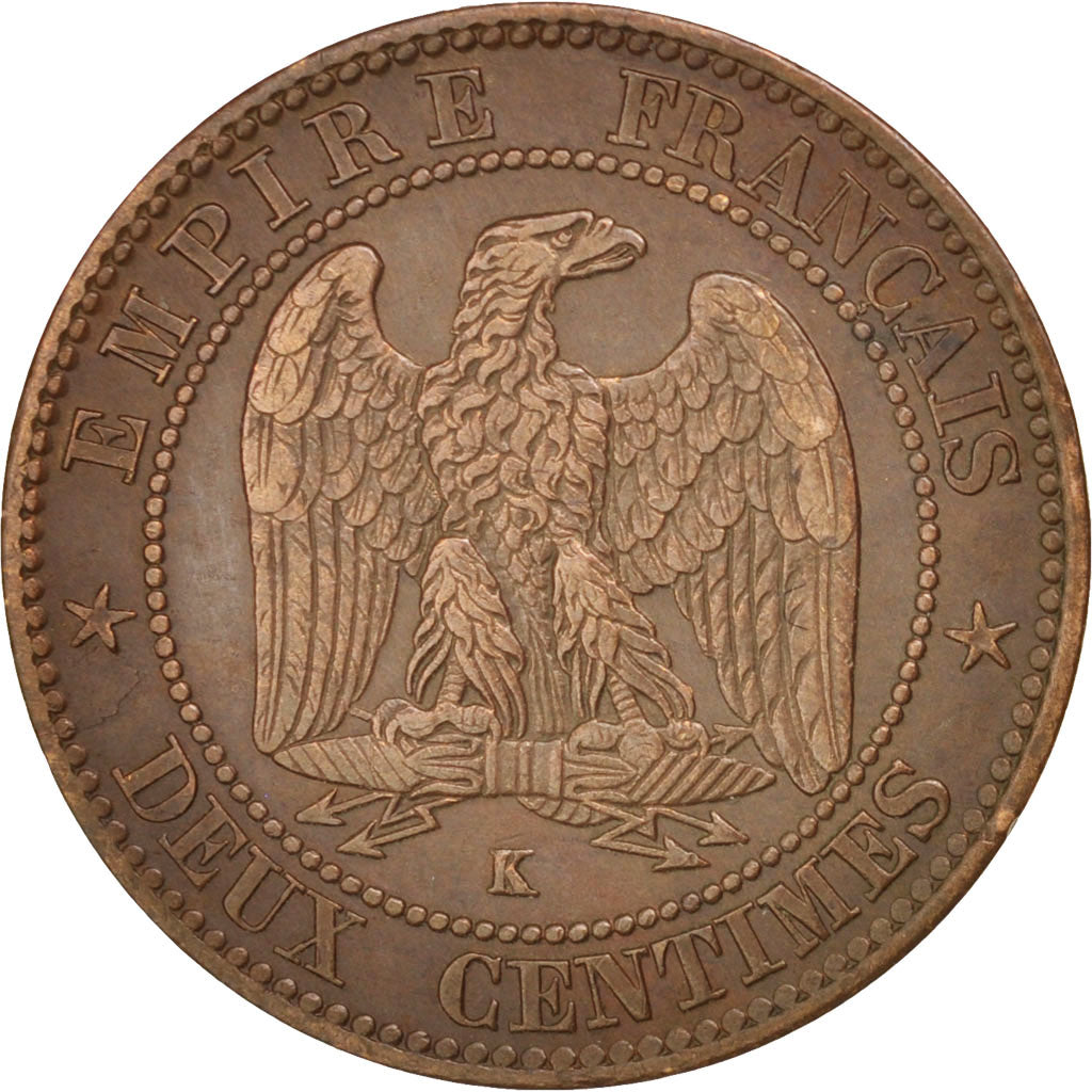 Frankreich, Napoleon III, 2 Centimes, 1861, Bordeaux, AU(50-53, Bronze, KM 796.6