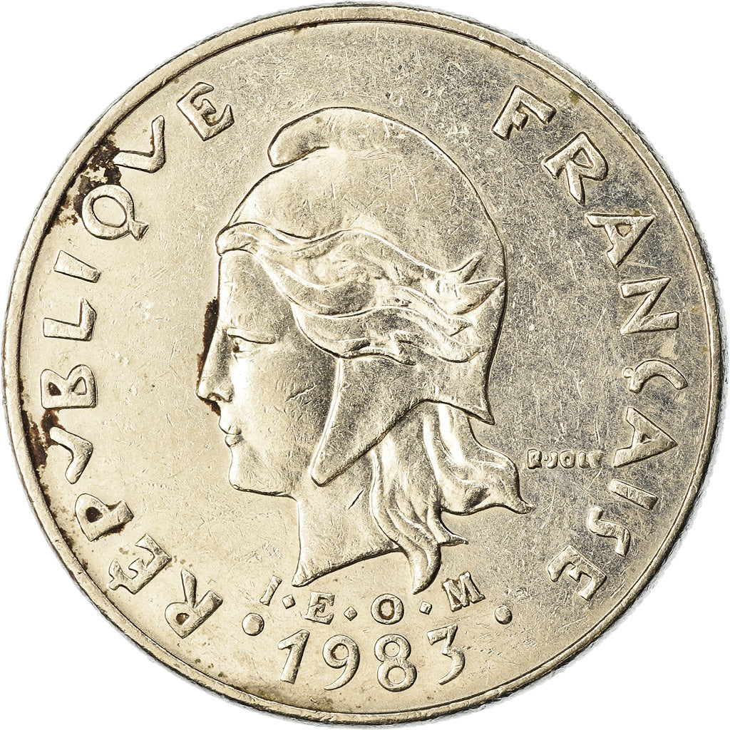 Moeda, Nova Caledónia, 20 Francs, 1983, Paris, VF(30-35), Níquel, KM:12