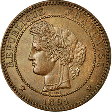 Munten, Frankrijk, Cérès, 10 Centimes, 1891, Paris, PR+, Bronze, KM:815.1