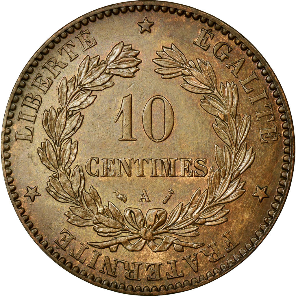 Münze, Frankreich, Cérès, 10 Centimes, 1891, Paris, VZ+, Bronze, KM:815.1