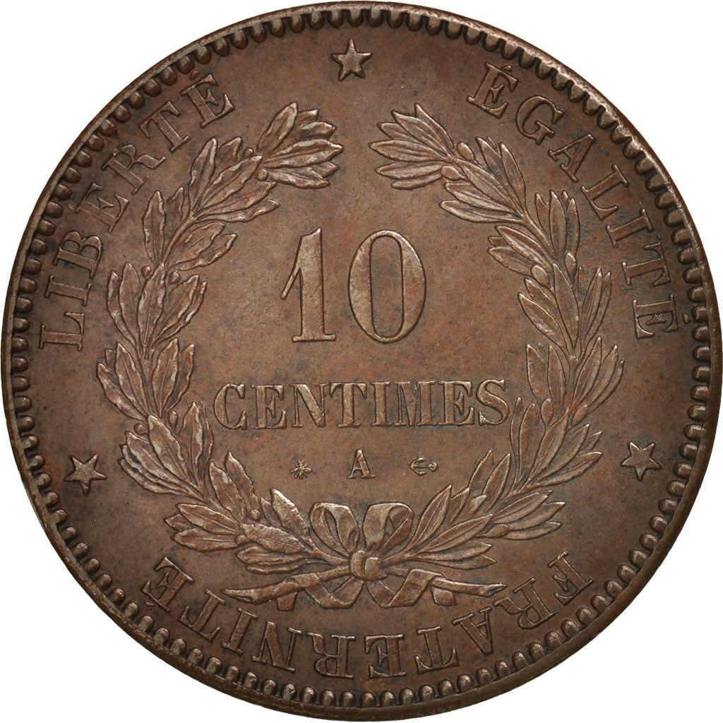 Coin, France, Cérès, 10 Centimes, 1871, Paris, MS(60-62), Bronze, KM:815.1