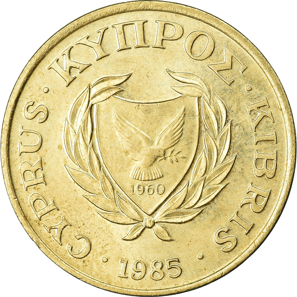 Moeda, Chipre, 2 Cents, 1985, AU(50-53), Níquel-Latão, KM:54.2