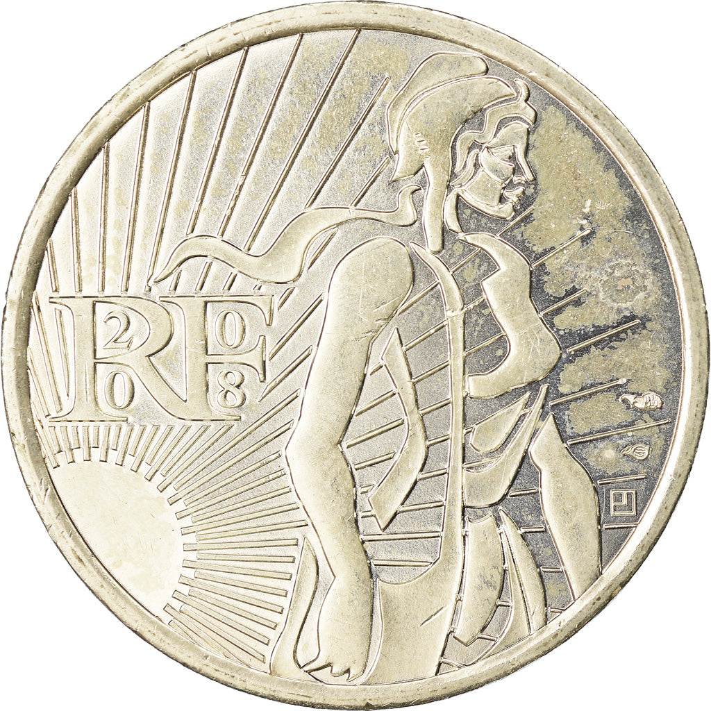 France, 5 Euro, 2008, MS(63), Silver, KM:1534