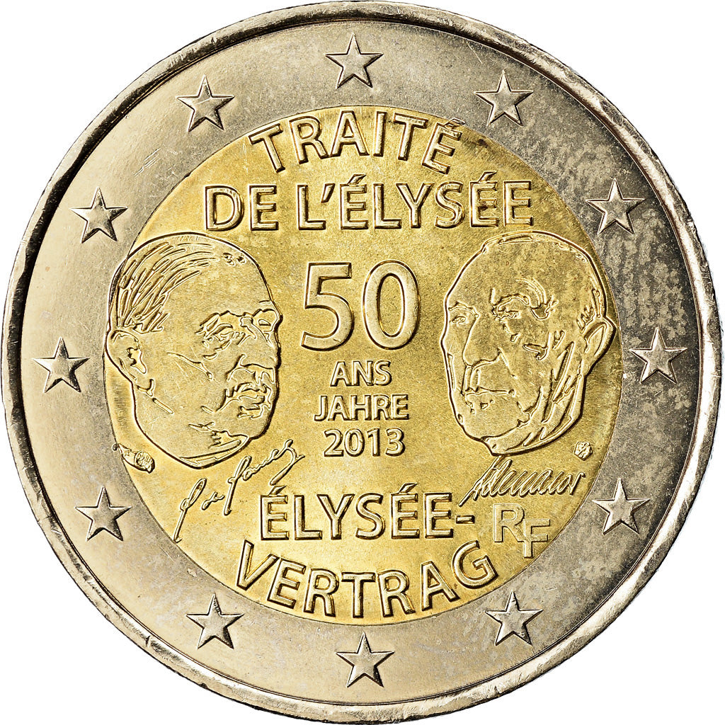 Frankrijk, 2 Euro, Traité de l'Elysée, 2013, UNC-, Bi-Metallic, Gadoury:17
