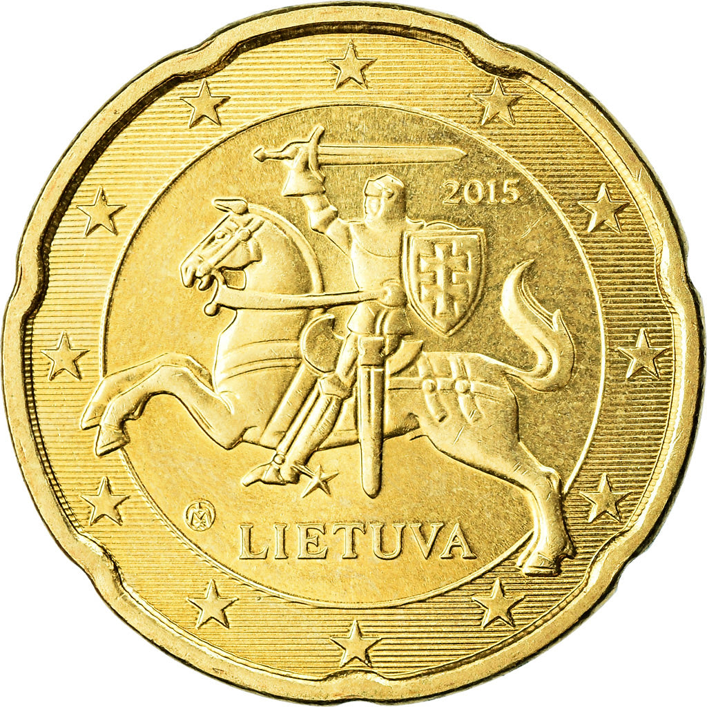 Lithuania, 20 Euro Cent, 2015, AU(55-58), Brass