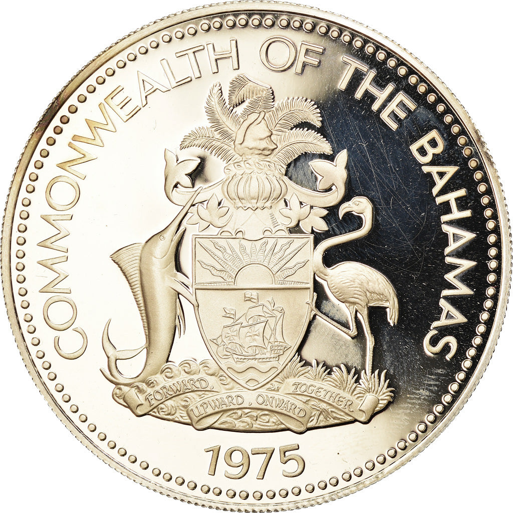 Coin, Bahamas, Elizabeth II, 5 Dollars, 1975, Franklin Mint, U.S.A., BE