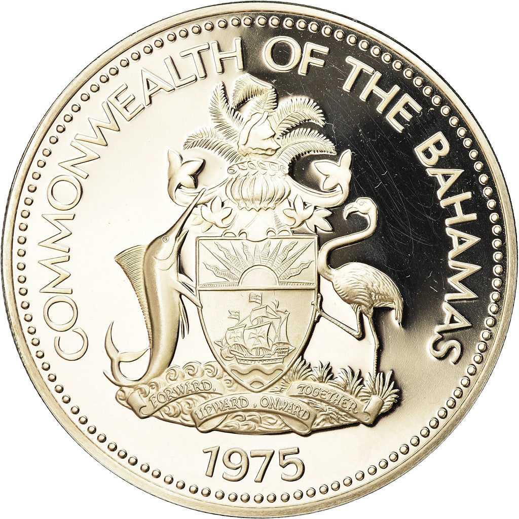 Coin, Bahamas, Elizabeth II, 2 Dollars, 1975, Franklin Mint, U.S.A., BE