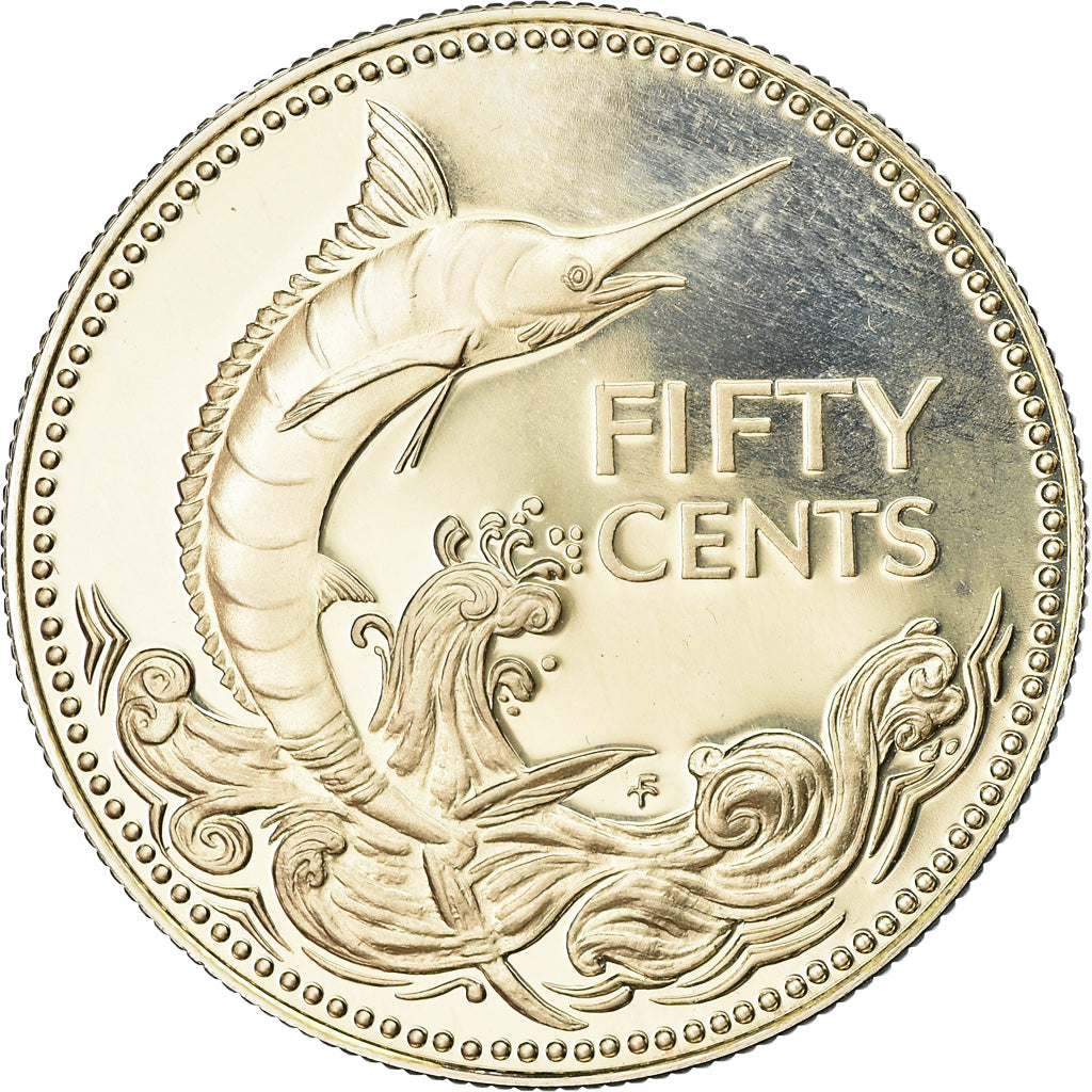 Coin, Bahamas, Elizabeth II, 50 Cents, 1975, Franklin Mint, U.S.A., BE