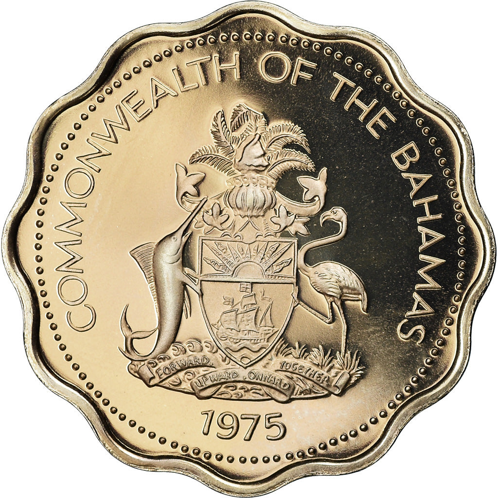 Coin, Bahamas, Elizabeth II, 10 Cents, 1975, Franklin Mint, U.S.A., BE