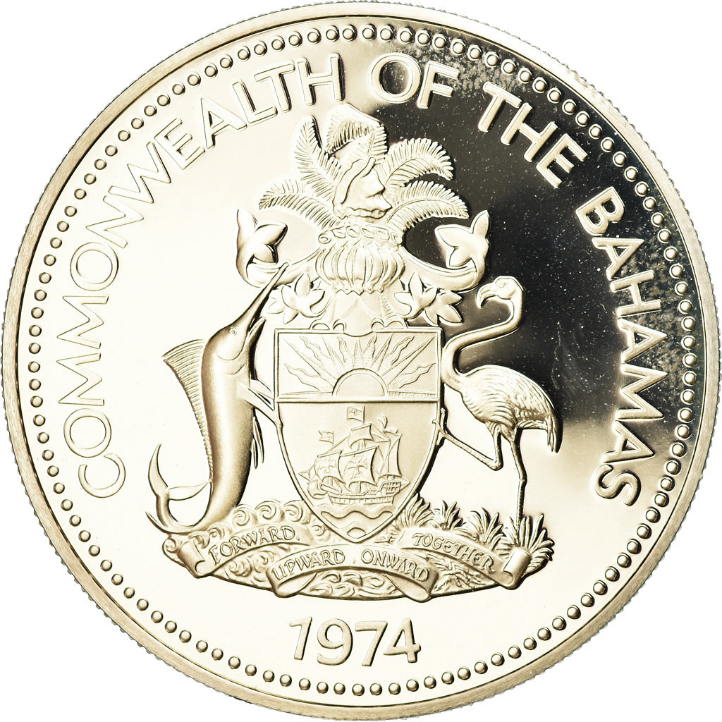 Coin, Bahamas, Elizabeth II, 2 Dollars, 1974, Franklin Mint, U.S.A., BE