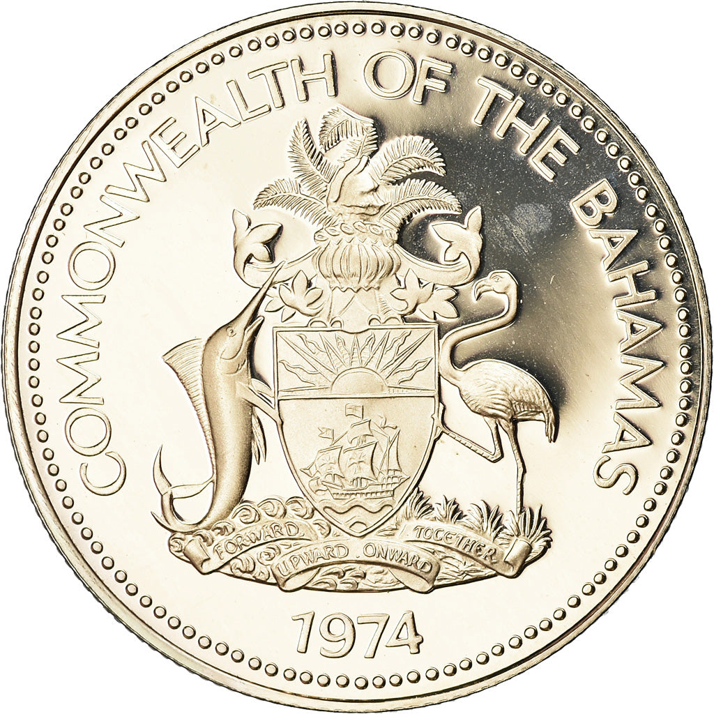 Coin, Bahamas, Elizabeth II, 50 Cents, 1974, Franklin Mint, U.S.A., BE