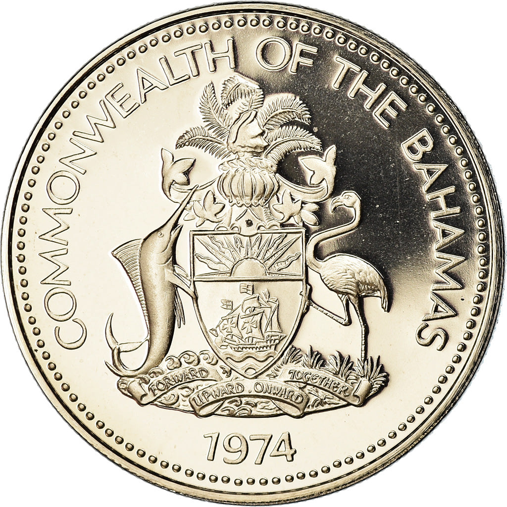 Coin, Bahamas, Elizabeth II, 25 Cents, 1974, Franklin Mint, U.S.A., BE