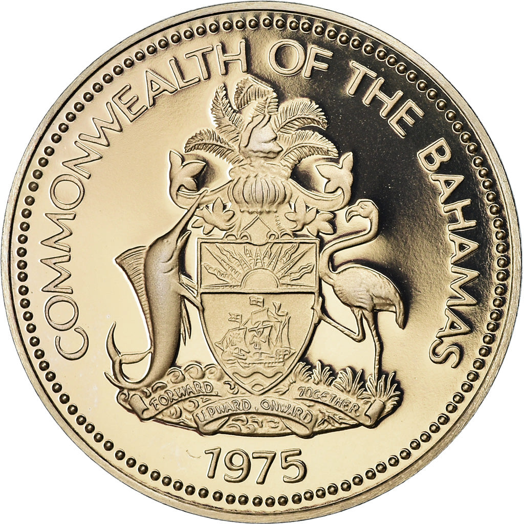 Coin, Bahamas, Elizabeth II, 5 Cents, 1975, Franklin Mint, U.S.A., BE